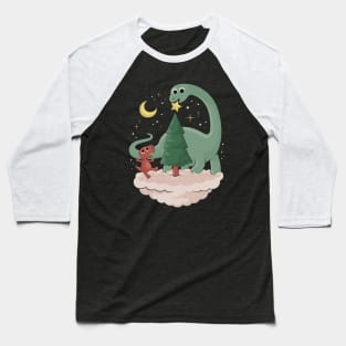 Dinosaur Christmas Tree Star Baseball T-Shirt